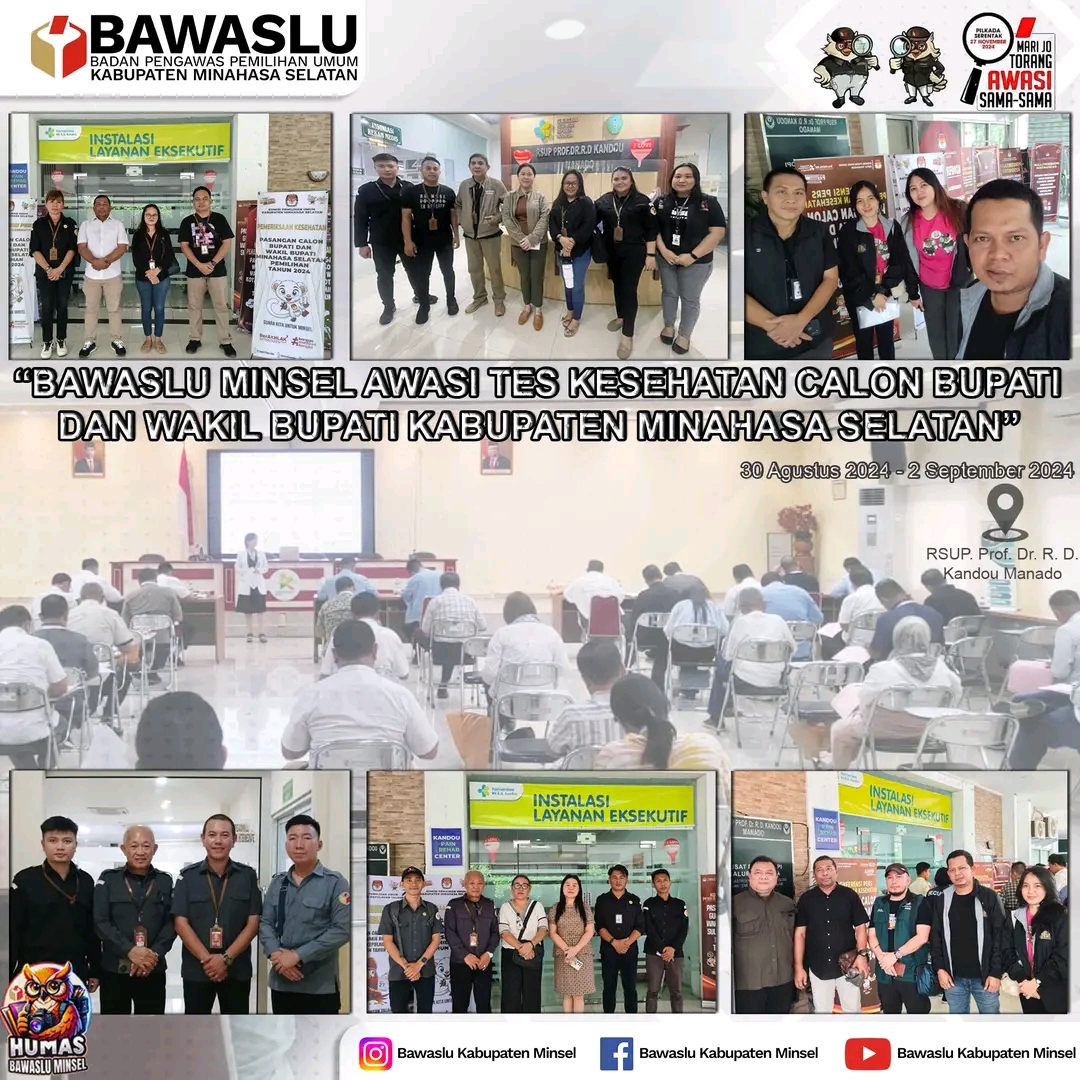 Tes Kesehatan Tiga Bapaslon Minsel Dikawal Khusus Bawaslu Minsel